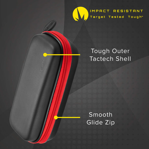 Casemaster Sentry Dart Case Slim EVA Shell for Steel and Soft Tip Darts, Hold 6 Darts and Features Built-in Storage for Flights, Tips and Shafts