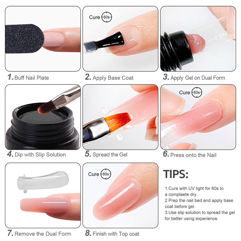 Eacam Nail Extension Gel Set Nail Gel polish Set Nail Strengthen Gel UV/LED Nail Lamp Nail Dryer Base Coat Top Coat with Nail Brush Nail File Nail Clip Manicure Tools Gel Nail Polish Kit