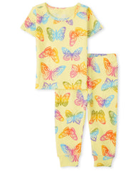 The Children's Place baby-girls The Children's Place Baby Toddler Girls Short Sleeve Top and Pants Snug Fit Cotton 2 Piece Pajama Sets Pajama Set 0-3 Months