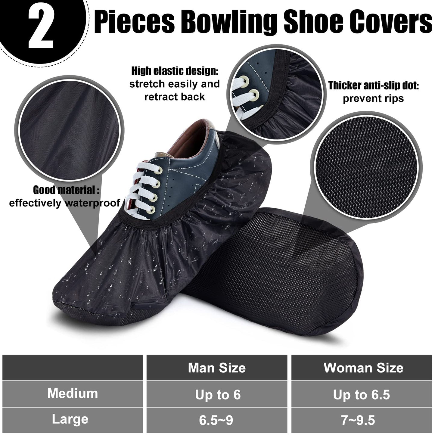 Zhanmai 4 Pcs Bowling Accessories Kit Bowling Shoe Covers Non Slip Bowling Ball Seesaw Bowling Ball Cleaning Pad Microfiber Bowling Ball Shammy Leather Towel