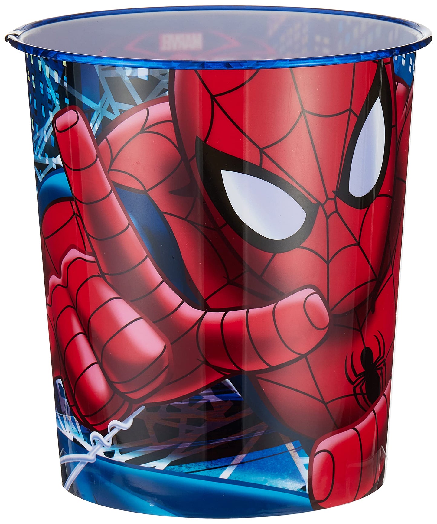 Boyz Toys Plastic Dustbin Disney Ultimate Spiderman Dustbin, Red/Blue,5 Litre Capacity ,2248