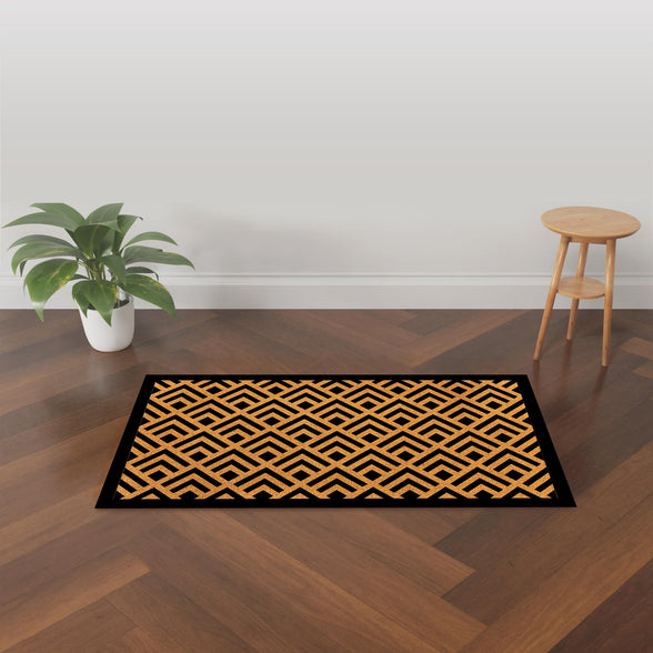 Eco Slim World's Slimmest Coir Door Mat Anti Skid, Made With 100% Natural Coir & Natural Rubber, Diamond cut Design 75x45cm (Vermilion) (Black)