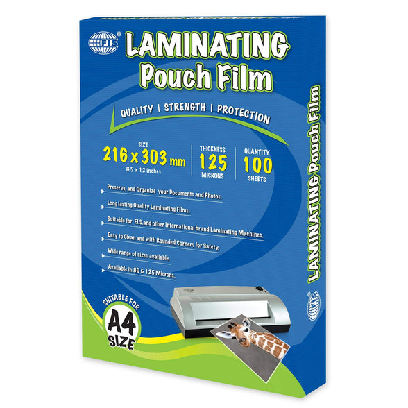 FIS Laminating Films 100 Sheets, 216 x 303 mm, A4 Size, 125 Microns - FSLM216X303N
