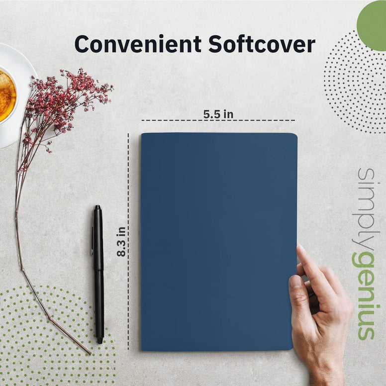Simply Genius Soft Cover Notebook, 92 Rules Pages, 5.5X8.3 In, Navy - Pack Of 6