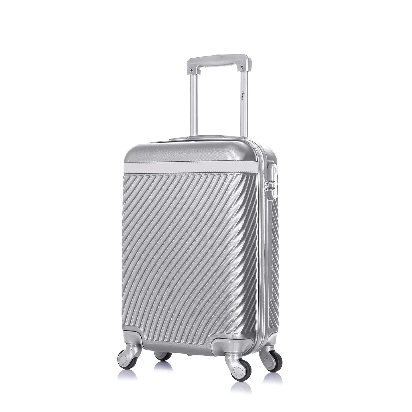 Senator Lightweight Hard Case luggage ABS carry on suitcase with 4 Quite Spinner wheels KH1065 (Carry-On 20-Inch, Silver White)