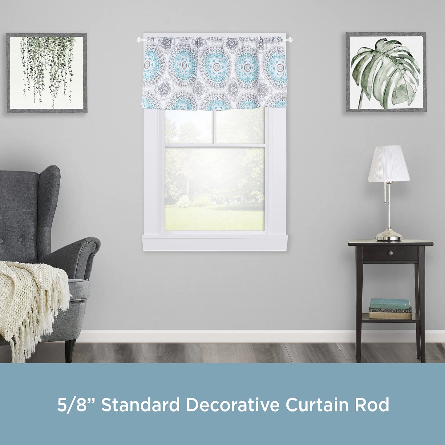 Anya 5/8” Standard Decorative Window Curtain Rod, 28-48, Brushed Nickel