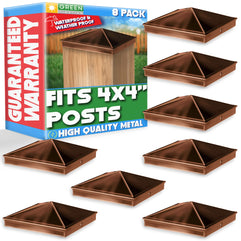 GreenLighting 4x4 Aluminum Pyramid Post Cap Cover for Nominal Wood Posts (Brown, 8 Pack)
