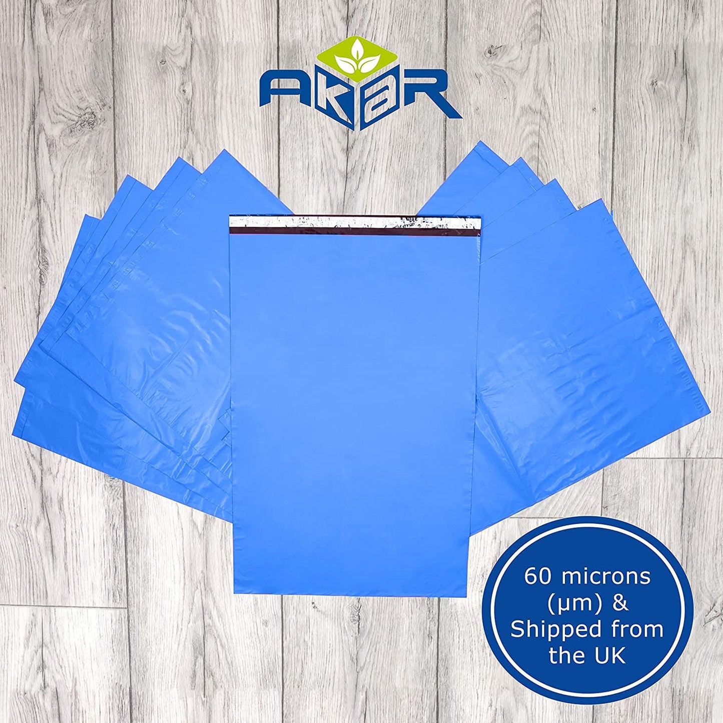 AKAR 12 x 16 Mailing Bags – Strong Posting Mail Bags 12 x 16 with Aluminium Adhesive Strip – 55 Microns – Easy Seal – Large 30 x 40cm – For Non-Fragile Items (Blue, 10 Pack)