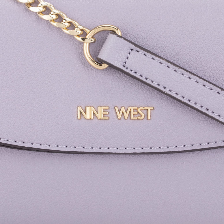 NINE WEST Women's Dayle Mini Top Handle Flap Bag, Black, Iris