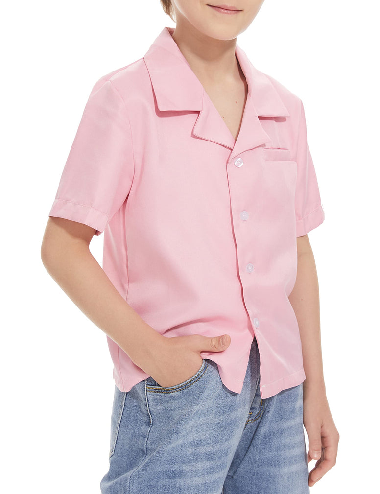 amxjxma Boys Short Sleeve Button Down Shirt Badman Pink Shirt Casual Costume Cosplay