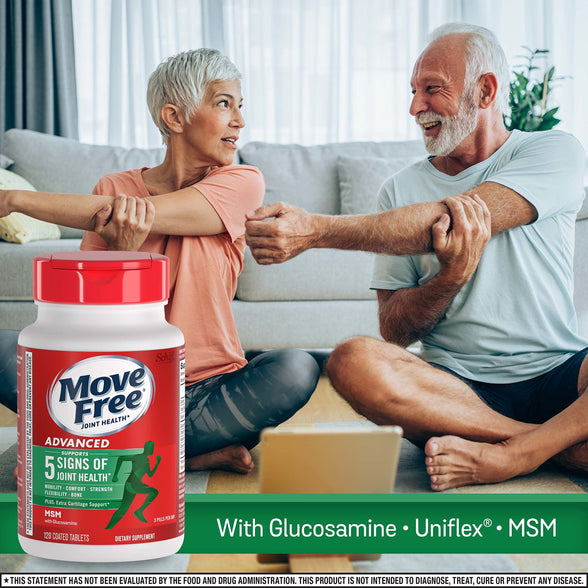 Move Free Advanced Glucosamine Chondroitin MSM Joint Support Supplement, Supports Mobility Comfort Strength Flexibility & Bone - 3x120 Bottles (120 servings)*
