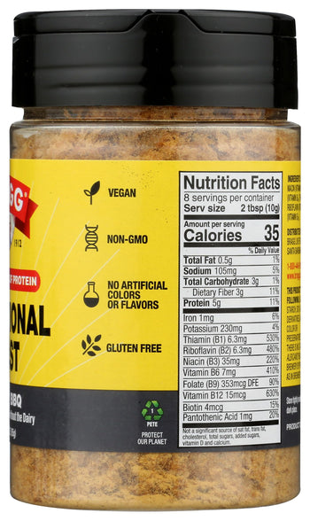 Bragg Premium Nutritional Yeast Seasoning - Vegan, Gluten Free – Good Source of Protein & Vitamins – Nutritious Savory Parmesan Cheese Substitute (Smoky BBQ, 3.0 Ounce (Pack of 1))