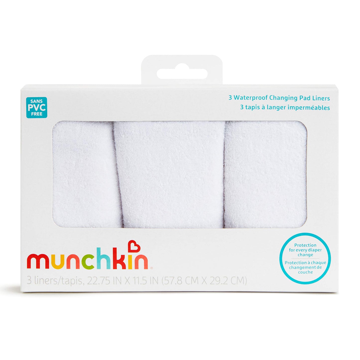 Munchkin Waterproof Changing Pad Liners, Pack of 3, White
