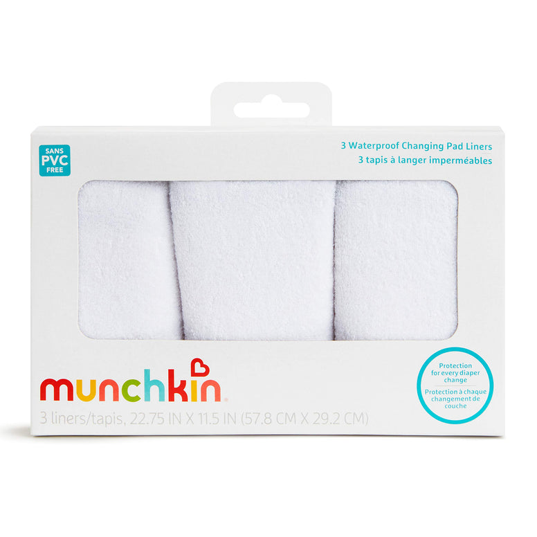 Munchkin Waterproof Changing Pad Liners, Pack of 3, White