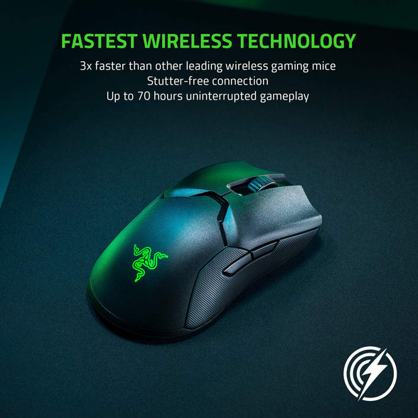 Razer Viper Ultimate Hyperspeed Lightest Wireless Gaming Mouse & RGB Charging Dock: Fastest Gaming Mouse Switch - 20K DPI Optical Sensor - Chroma Lighting - 8 Programmable Buttons - 70 Hr Battery