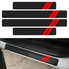 REMOCH 4 PCS Car Door Sill Protector Dodge Charger Durango Challenger Journey Accessories Door Entry Guard Sill Plate Step Scuff Plate Scratch Pad Protective Carbon Fiber Threshold Stickers（Red）
