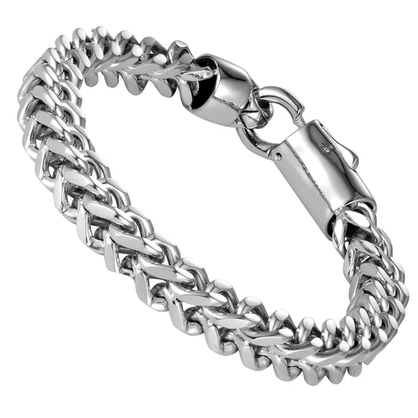 Dapper Men’s Bracelet – Foxtail Chain Design in a Polished Silver Finish – Rust & Discoloration Resistant Stainless Steel – Jewelry Gift or Accessory for Men, 8 26 inch, Stainless Steel, no gemstone