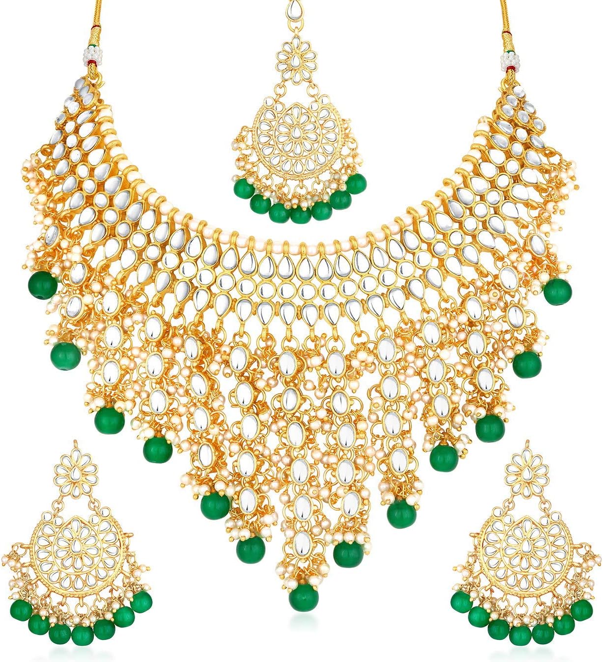 Sukkhi Lavish Pearl Gold Plated Wedding Jewellery Kundan Choker Necklace Set for Women (N73509)