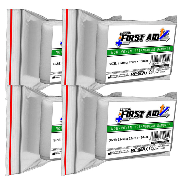 4 Pack - RE-GEN First Aid Non-Woven Triangular Bandage, Shoulder Elbow Sling