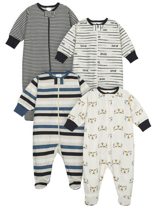 Onesies Brand Baby Boys 4-Pack Sleep 'N Play Footie Baby and Toddler Sleepers 0-3 M