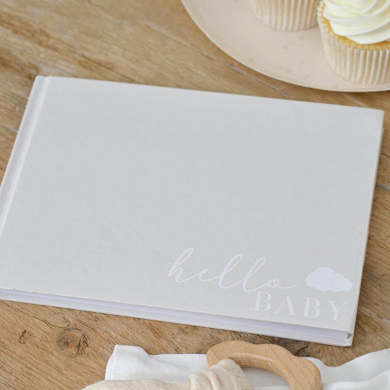 Ginger Ray Guest Book Hello Baby Shower, Cream, White