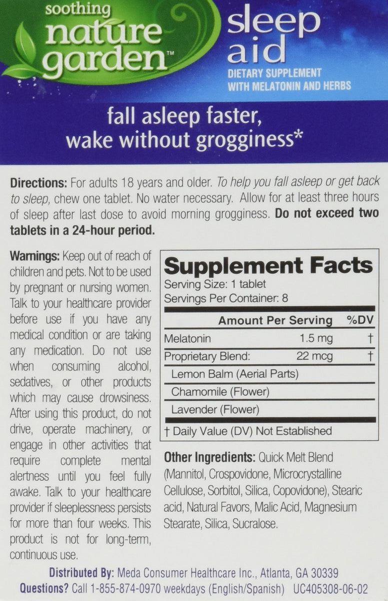 Soothing Nature Garden Sleep Remedy 8ct Chewable Tablets (5 Boxes) *Compare to MidNite* (5 Boxes)