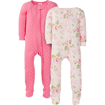 Gerber baby-girls 2-pack Footed Pajamas Baby and Toddler Sleepers (pack of 1)(3 M)