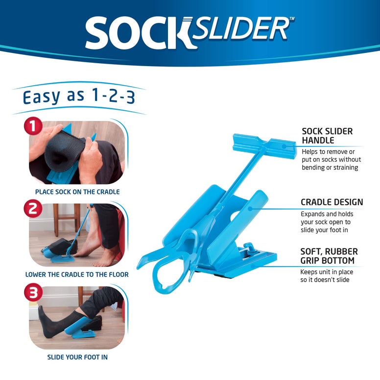 Allstar Innovations - Sock Slider - The Easy On, Easy Off Sock Aid Kit & Shoe Horn | Pain Free No Bending, Stretching Or Straining System That Packs Up For Convenient Travel, As Seen On Tv