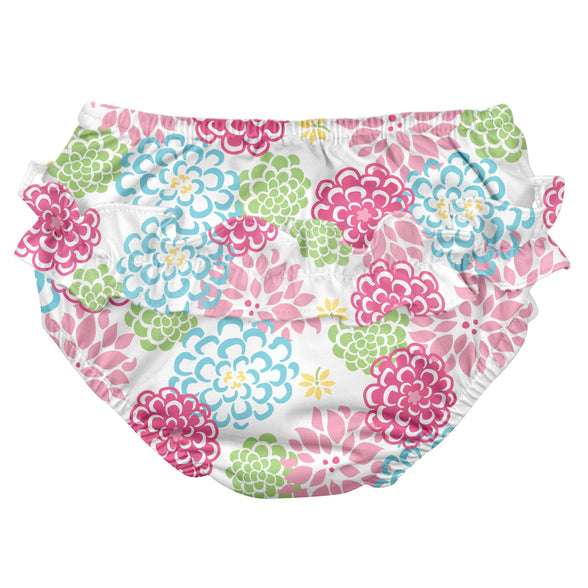 green sprouts - Ruffle Swim Nappy - White Zinnia - 6Mo (3-6 Months)