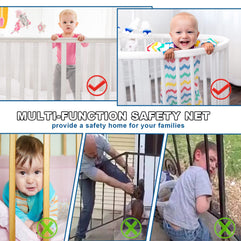 Indoor Outdoor Baby Safety Stair Railing Net Baby Proofing Stair Balcony Banister Rail Guard Child Safety Stair Protection Safe Rail 10ft L x 2.6ft H White
