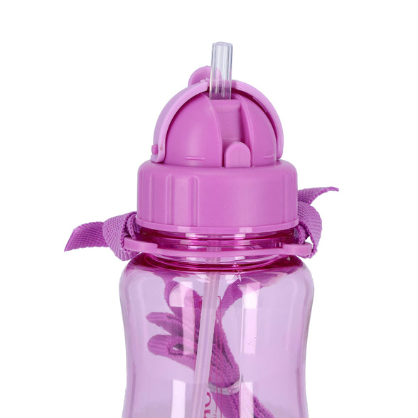 Royalford Rf7581Pp 500 Ml Water Bottle Kids Bottle, Toddler With Bendy Straw Portable Hanging Loop| Flip Top Spill Free Baby Sippy |, Purple