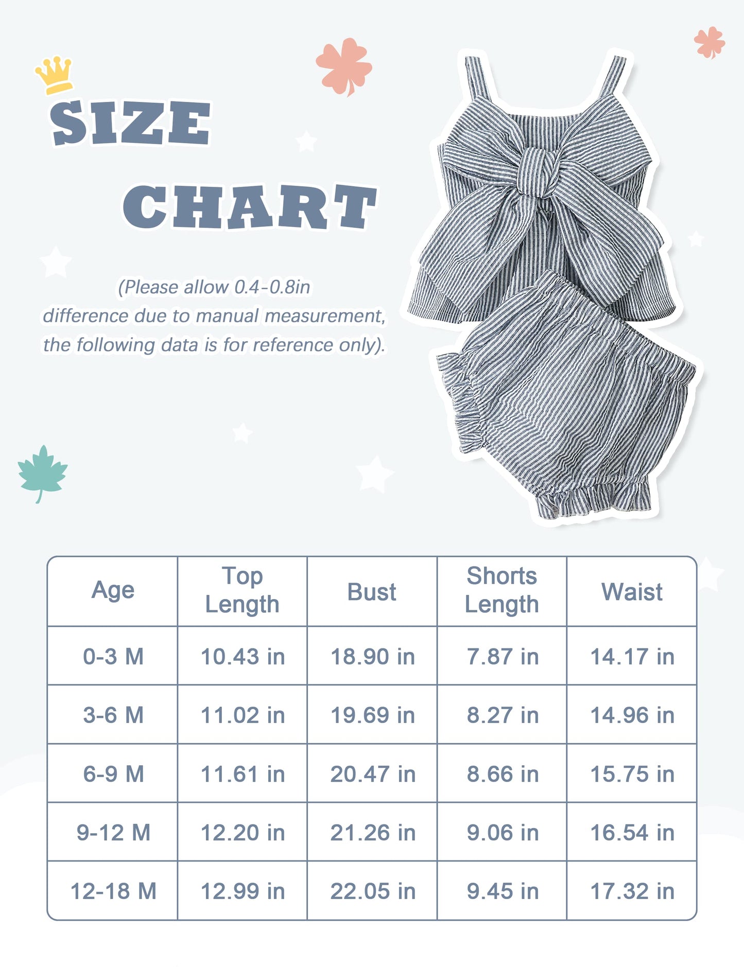 LYSINK Newborn Baby Girl Clothes Stripe Sleeveless Bowknot Tank Top Shorts Set Summer Outfits Cute Baby Clothes Girl 0-18M