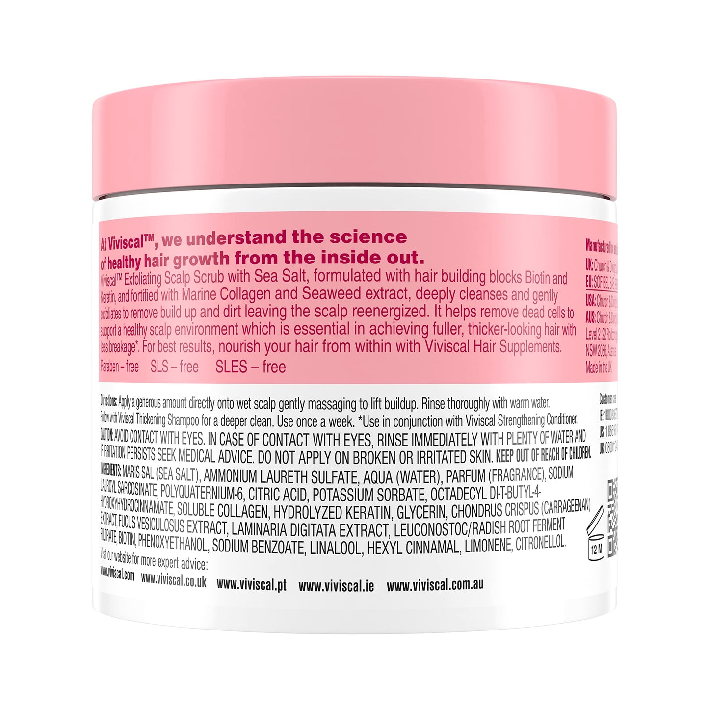 Viviscal Exfoliating Scalp Scrub, Clarifying Scrub with Biotin & Keratin, Promote Fuller & Healthier Hair Growth, Gentle Exfoliating Scalp Treatment, 200g (7.05 oz.)