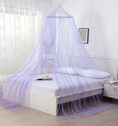 Round Hoop Bed Canopy Netting Mosquito Net Fit Crib, Twin, Full, Queen, King (Purple)