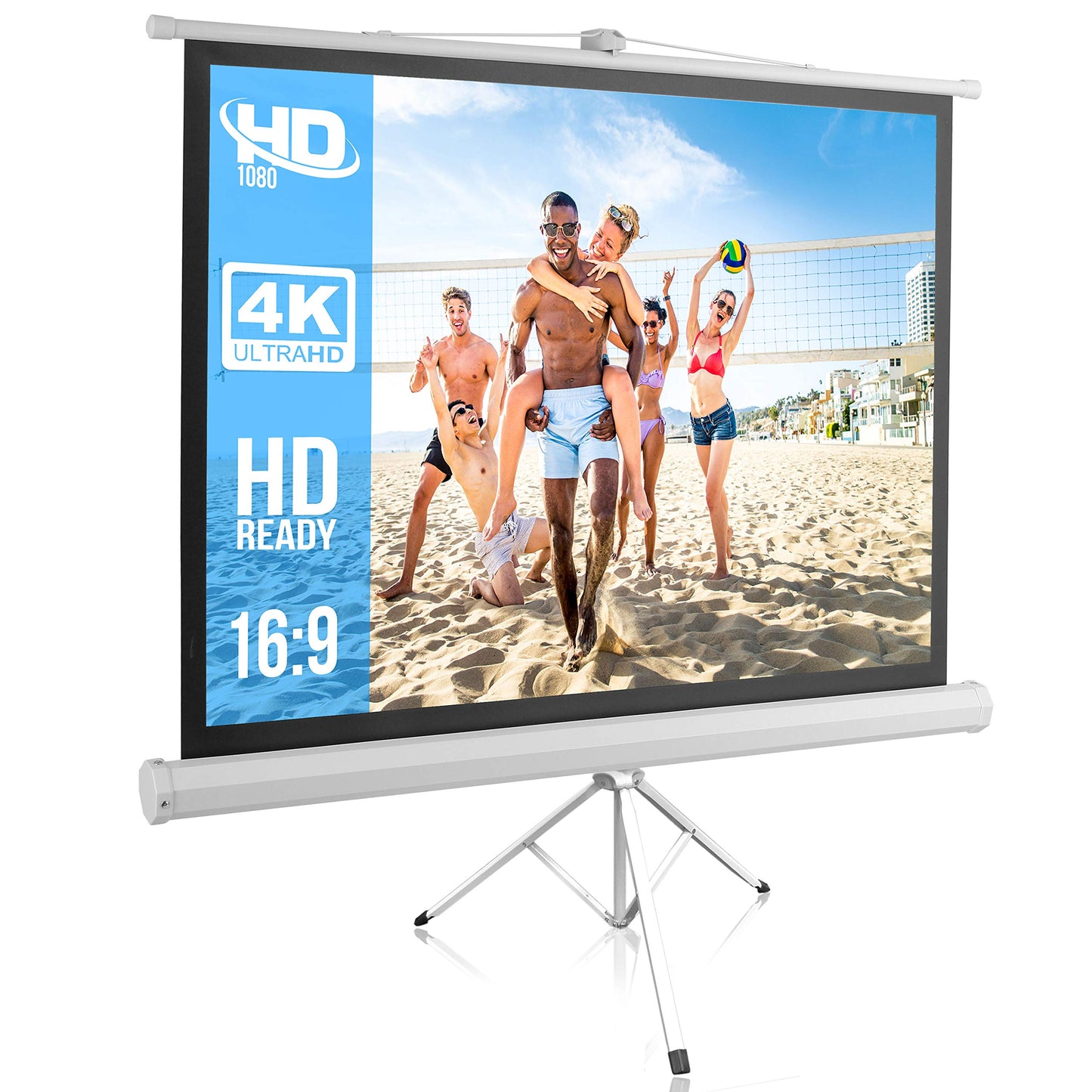 Portable Projector Screen Tripod Stand - Mobile Projection Screen Lightweight Carry & Durable Easy Pull Assemble System for Schools Meeting Conference Indoor Outdoor Use 50 Inch - Pyle PRJTP52