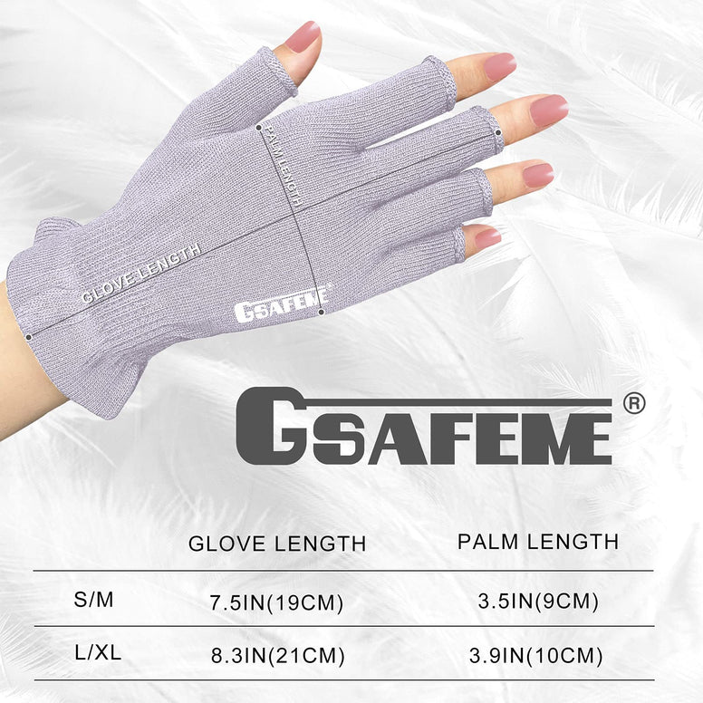 GSAFEME Anti UV Gloves for Nail Lamp, Professional UPF50+ UV Protection Gloves for Manicures Nail Art, Fingerless Gloves