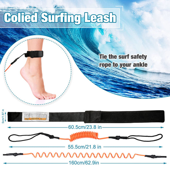 2 Pieces Surf Board Leashes Coiled Leash SUP Leash Rope Paddle Board Surfboard Leash Surfing Leg Rope SUP Board Leash Surf Straps Stay on Board Ankle Strap Sup Ankle Accessory for Surfing