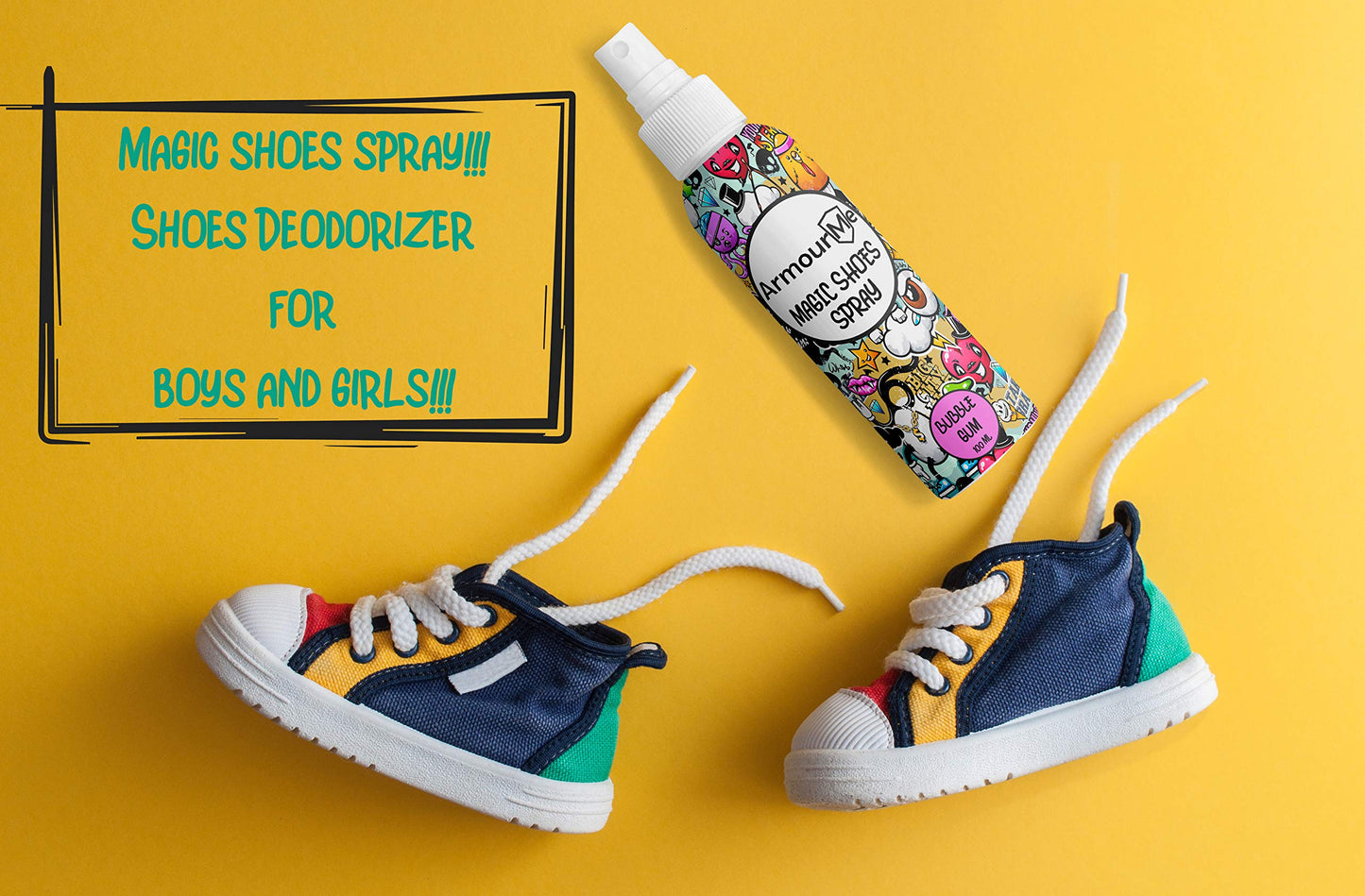 ArmourMe Shoe Spray | Bubble Gum | Shoe Deodorizer | Shoe Spray Smell Eliminator for Shoes and Sandal | Men & Women Extra Strength Shoe Odor Eliminator | Socks Deodorize.