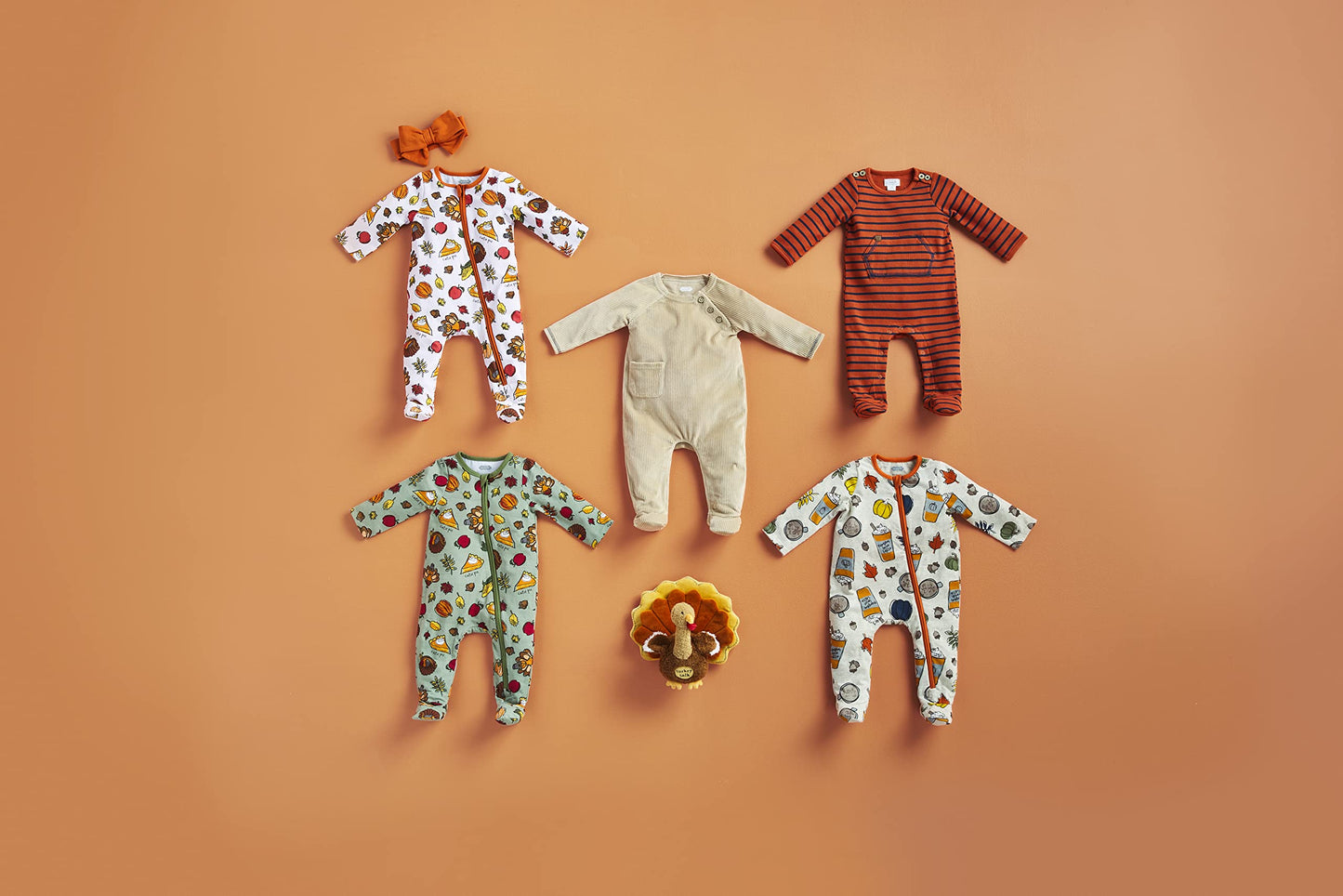 Mud Pie Baby Girls' Thanksgiving Turkey Sleeper and Headband Set(0-3M)