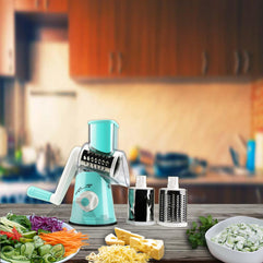 BNUNWISH Round Mandoline Drum Slicer Rotary Cheese Grater Veggie Slicer Vegetable Carrot Shredder Nut Chopper