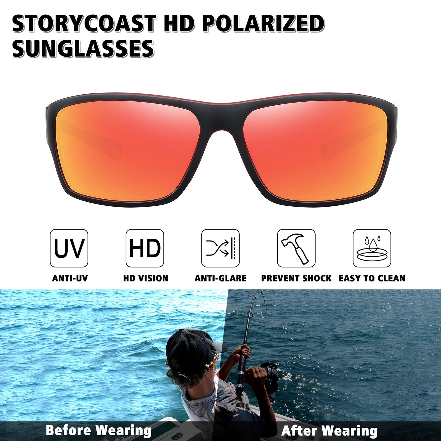 STORYCOAST Polarized Sports Sunglasses for Men Women Unbreakable Frame Cycling Fishing Driving, 2pack Blue Mirror+red Mirror