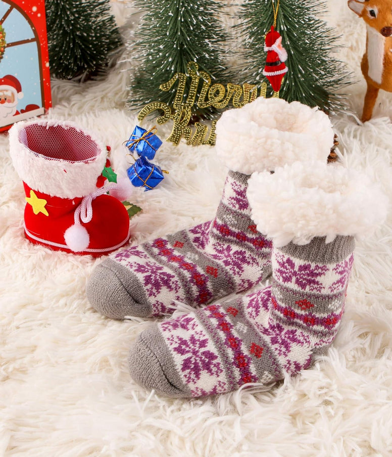 MOGGEI Girls Slipper Fuzzy Socks Kids Boys Fluffy Fleece Lined Warm Plush Sherpa Winter Child Home Socks