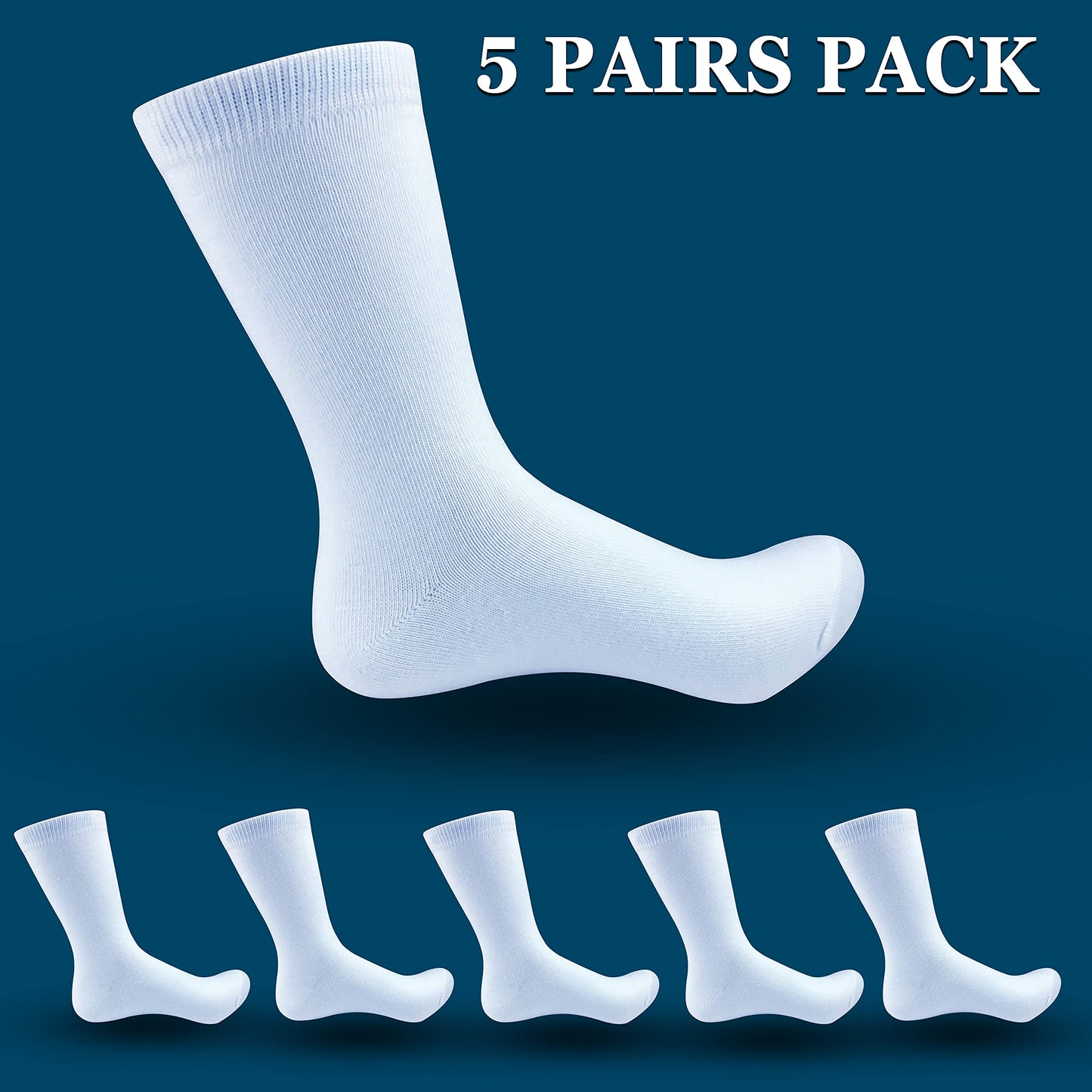 Boys Cotton White School - Casual Crew Socks 5 Pairs Pack