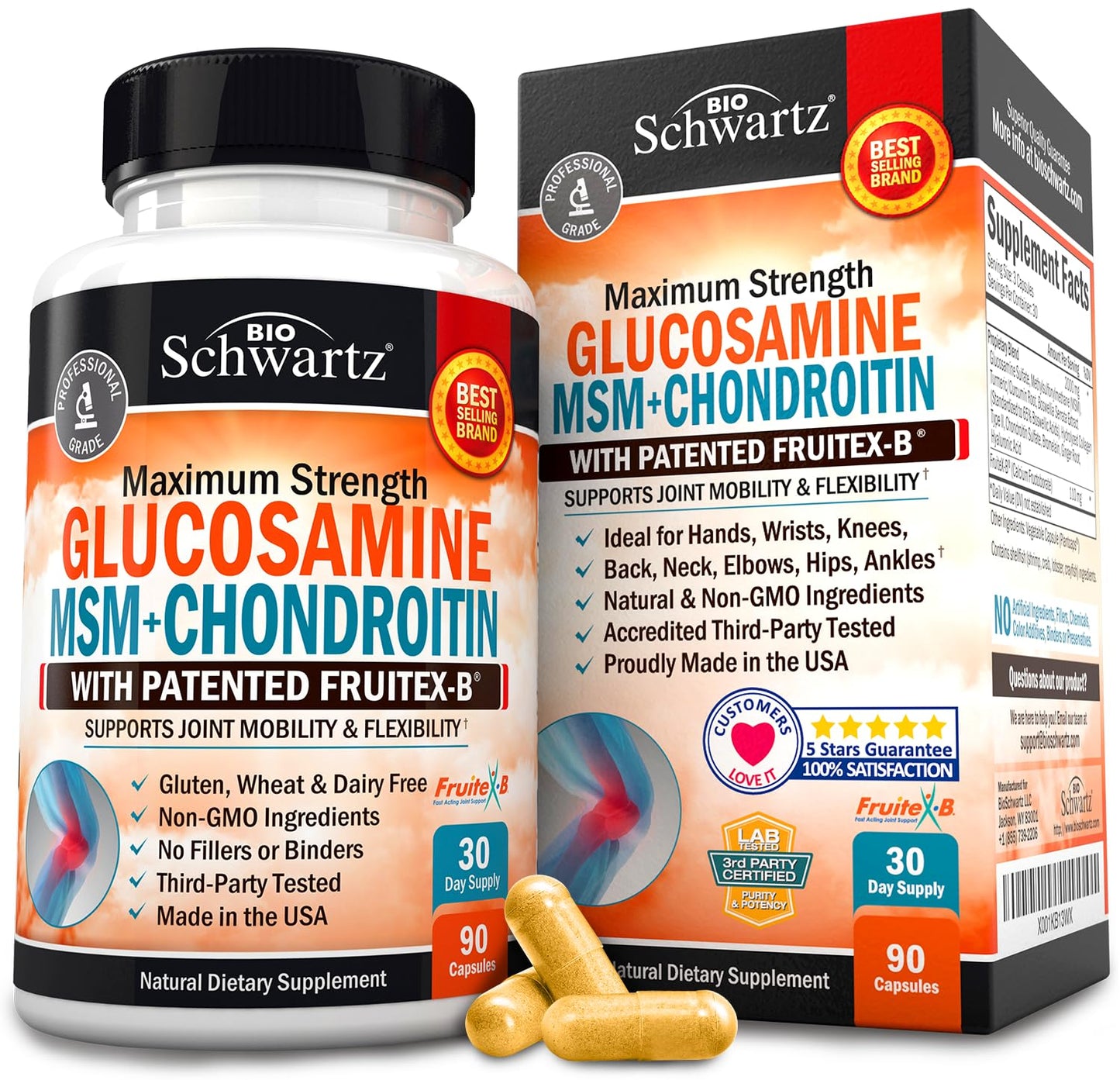 BioSchwartz Glucosamine MSM, Chondroitin Anti Inflammatory Gluten-free Supplement