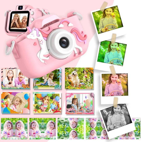 ZONEY Kids Camera, ZONEY Children Digital Camera, 40MP 1080P HD Digital Video Camera with Cute Silicone Cover, Rechargable Video Recorder with 32G SD Card, Game Camera for Boys Girls Gift (Pink)