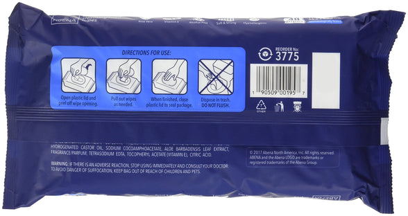 Abena Stretchable Pre-Moistened Cleansing Wipes, 11.2" X 8.7", 48 Count