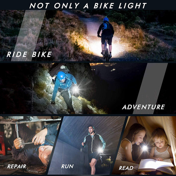 BIKUUL Bicycle Light Set with Horn and Speedometer, USB Rechargeable LED Bike Front Light & Tail Light,IPX5 Waterproof,4 Lighting Modes Super Bright,Fits All Mountain & Road Bike