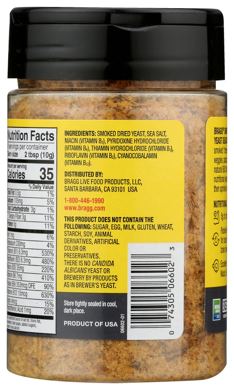 Bragg Premium Nutritional Yeast Seasoning - Vegan, Gluten Free – Good Source of Protein & Vitamins – Nutritious Savory Parmesan Cheese Substitute (Smoky BBQ, 3.0 Ounce (Pack of 1))