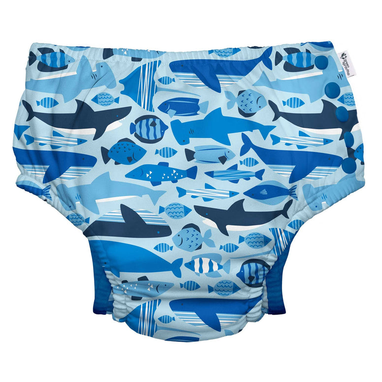 i play. Baby-Girls Snap Swim Diaper, Blue Undersea, 18 Month