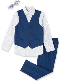 Van Heusen Boys' 4-Piece Formal Suit Set, Vest, Pants, Collared Dress Shirt, and Tie (Size-5T)